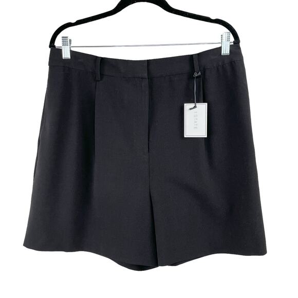 1. State Solid Black Preppy Pleated High Waist Dressy Summer Shorts 4 NWT - Picture 2 of 11